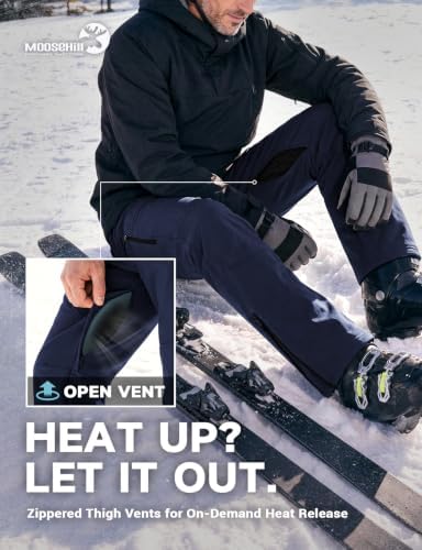 Moosehill Men's Fleece-Lined Snow Pants: Zippered Inner-Thigh Vents