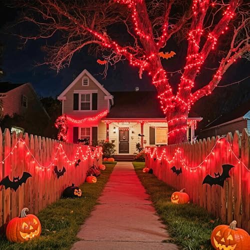 JMEXSUSS 168Ft 600 LED Red Halloween Lights Outdoor Indoor Christmas Lights