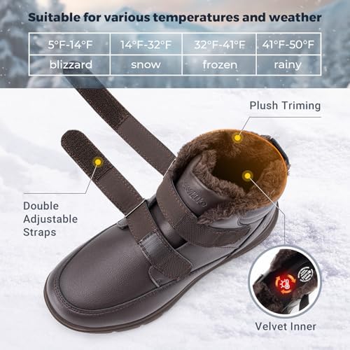 FitVille Extra Wide Men's Winter Boots Fur Lined Snow Boots for Men