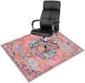 Anidaroel Office Chair Mat for Hardwood Floor, 48"x60" Office Rug for Rolling Chair, Desk Floor Mats for Office Chair, Anti-Slip Computer Gaming Chair Mat, Easy to Roll, Fuchsia/Multi