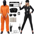 Mepase Halloween Couple Costume Prisoner Police Outfit Accessories Set