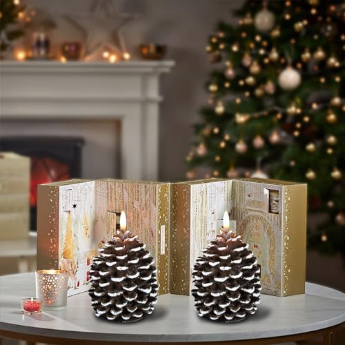 Wondise Pine Cone Flameless Candles with 6H Timer