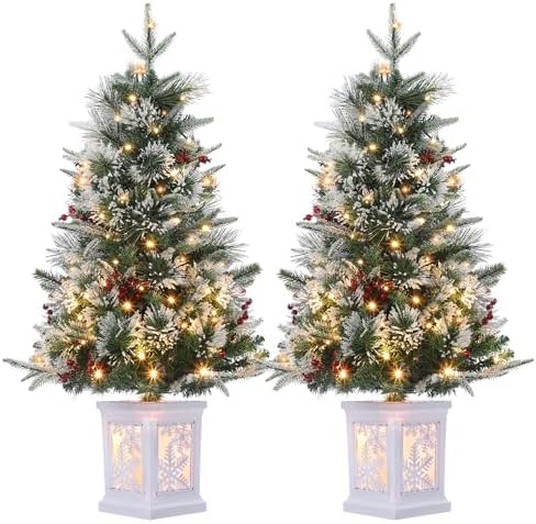 GAOMON 2Set 3FT Prelit Christmas Tree, Artificial Tree with Lighting Base
