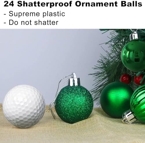 Emerald Green 1.6" Small Christmas Balls Christmas Tree Decoration Ornaments Shatterproof Hanging Balls for Birthday St. Patrick's Day Easter Mardi Gras Holiday Wedding Decorations Set of 24pcs