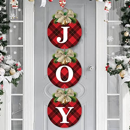 Outdoor Christmas Door Decorations, Joy Sign for Front Door, Buffalo Plaid