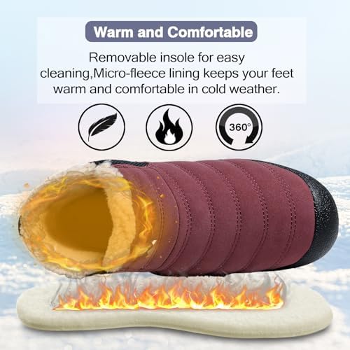 ZEENXIUYA Womens Snow Boots Comfortable Warm Fur Lined Winter Waterproof Flat Lace-Up Ankle Boots Outdoor Winter Booties