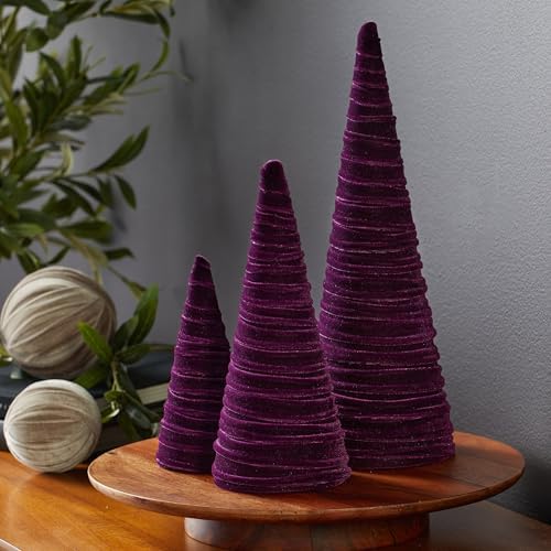 Your Heart's Content Plum Velvet Trees Set of 3 (Plum)