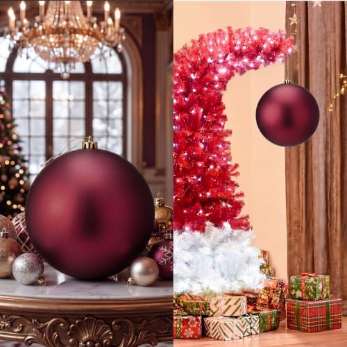 Threan 8 Inch Burgundy Matte Large Christmas Ball Ornament