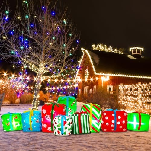 Sosation 9FT Christmas Inflatable Gift Boxes with LED Lights Outdoor Decor