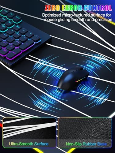 Mouse Pad with Foldable Phone Holder & Wireless Charger, XXL RGB Gaming Mousepad 31.5"x15.8" Large Desk Mat for Keyboard, Black Desk Pad with Dual Qi Charging Station | 11 Colors 5 Modes | Waterproof