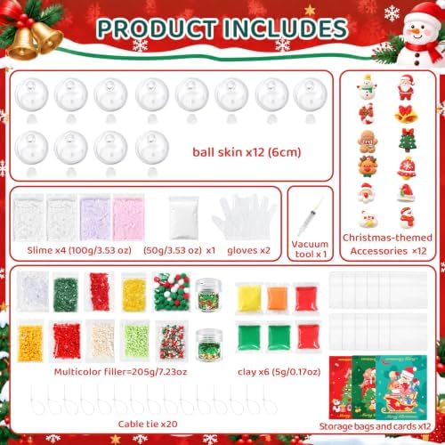 12 Set Christmas DIY Stress Ball Making Kit Chrismas Craft Gift