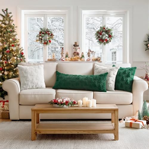 MIULEE Christmas Throw Pillow Cover Dark Green 14x36 Lumbar Body