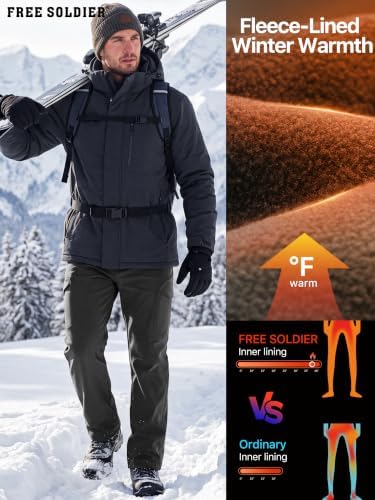 FREE SOLDIER Men's Outdoor Softshell Snow Ski Pants
