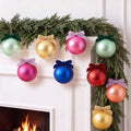 Hollowfly 9 Pcs 4 Inch Colorful Glass Christmas Ornaments with Velvet Bow