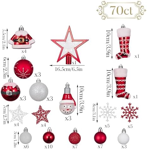 Valery Madelyn 70ct Christmas Ball Ornaments Tree Decorations Set