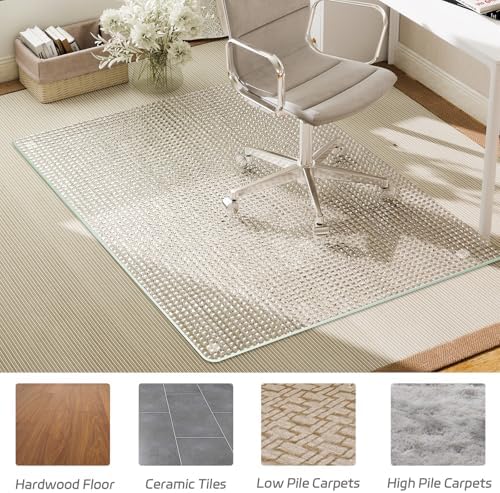 GLSLAND 36"x46" Tempered Glass Chair Mat – Checkered Patterned