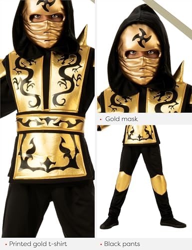 Rubies Child's Gold Ninja Costume, Large for Themed Parties and Halloween