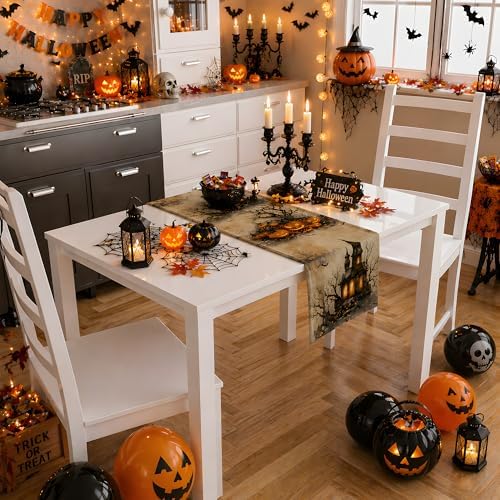 Halloween Party Decorations - Pumpkin Castle Table Runner