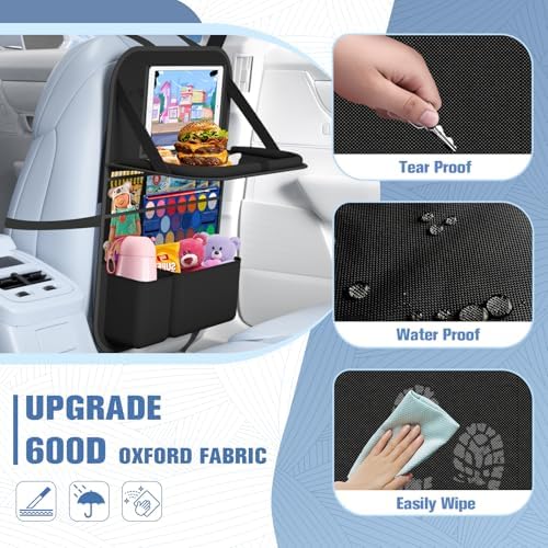 1 Pack Car Backseat Organizer with Tray, Tablet Holder for Kids Trip