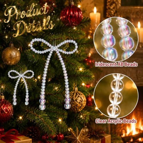 DIYDEC 24pcs Christmas Bow Ornament 7&4.5In Tree Topper Hanging Decor