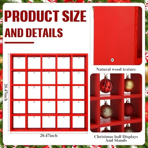 Cinnvoice Christmas Ornament Displays Rack, Red, 25 Compartment