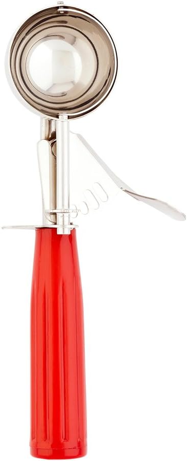 Restaurantware Bundle: 3 Ice Cream Scoops Trigger Release Stainless Steel Dishers 0.5/1.25/1.75 Ounce Cookie Scoops For Baking, Silver, Black and Red, Portion Control, Cookie Dough, Cupcake Batter