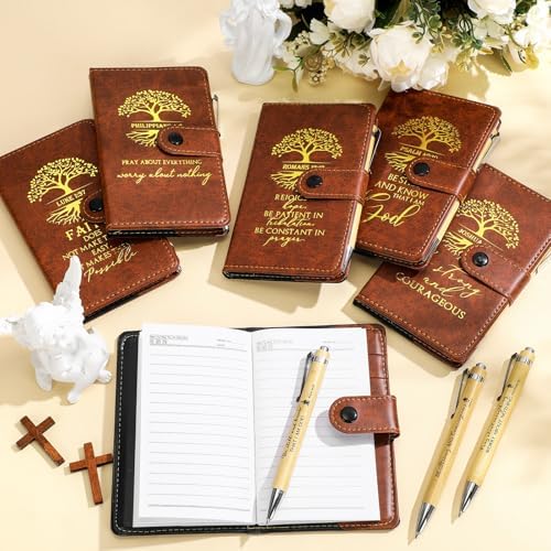 Spakon 60 Pcs Christian Prayer Journals with Pens, English Tree of Life