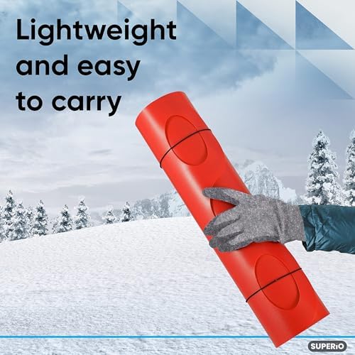 Superio Snow Slider Mat, Flexible Snow Sled Flying Carpet, Roll up Sleds for Kids and Adults 54" Lightweight Portable Plastic Snowboard Sled (Red), 6 Pack