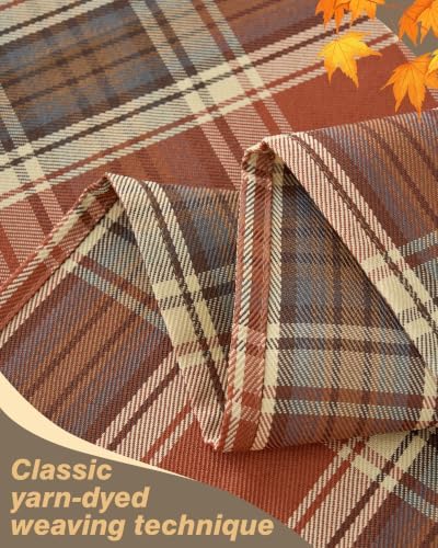 Fall & Thanksgiving Tablecloth Rectangle, Tartan Plaid, 52x70 Inch