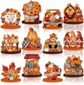 Leinuosen 12 Pcs Fall Table Decoration for Home, Wooden Pumpkin Turkey Sign