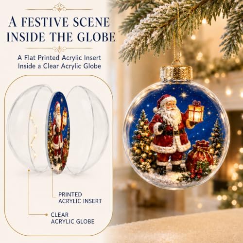 Glowing Christmas Story Ornaments, 6 Pack Light-Up Mini Scenes for Tree