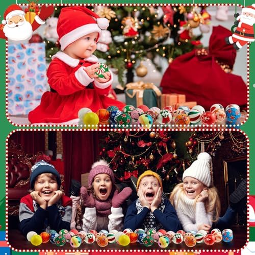 Meooeck 108 Pcs Christmas Party Favors Bulk, Snowman Santa Balls