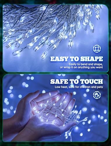2 Pack 240 LED 20FT Total 40FT 480LED Solar Fairy Lights Outdoor Waterproof