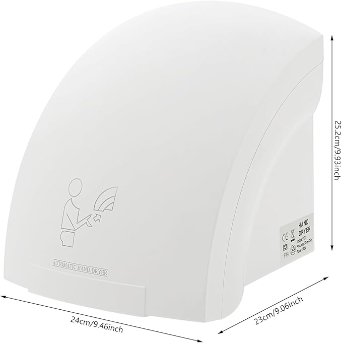 Commercial Hand Dryer White 1200W High Speed Wall Mount Automatic Electric Hand Dryer Commercial Compact Air Hand Dryer with Plug and Adjustable Temperature for Bathrooms Commercial and Household