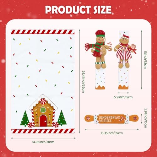 Mosoan Christmas Decorations Indoor Set of 4 Christmas Refrigerator Fridge Door Handle Covers, Gingerbread Man Christmas Kitchen Decor Appliance Handle Covers Decorations Xmas Holiday Decor