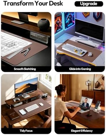 YSAGi Leather Desk Protector, Office Mat, Large Mouse Mat, Non-Slip PU Leather Blotter, Laptop Desk, Waterproof Writing Pad for Office and Home (Chocolate, 47" x 17")