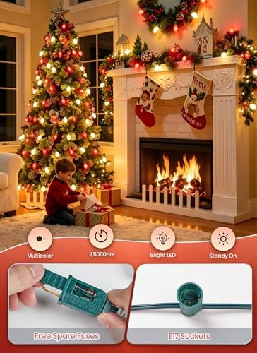Vintage Christmas Lights Outdoor, 150Ft C9 String Lights with 75 LED Bulbs
