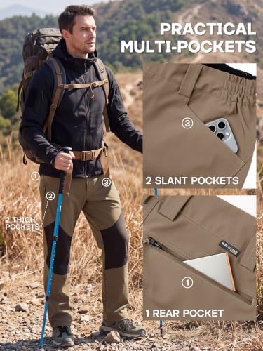 FREE SOLDIER Men's Waterproof Ski Pants Winter Thermal Pants