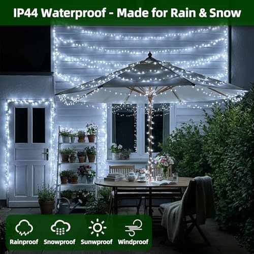 QUHUATU 750 LED 240FT Christmas String Lights, 12 Modes, Cool White