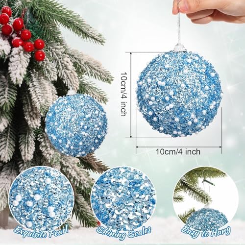 Lyrow 24 Pcs 3.15" Christmas Ball,Light Blue