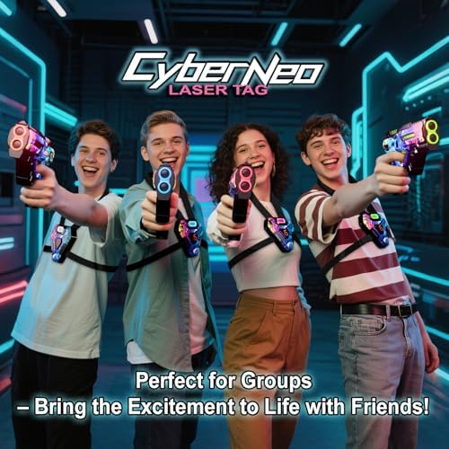 Laser Tag Set of 4, Lazer Tag Guns & Vests, Gift Ideas for Kids Teens and Adults, Cool Birthday Toys for Teenage Ages 8 9 10 11 12+Year Old Boy & Girls