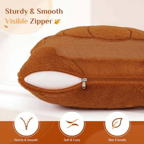 Softalker Fall Throw Pillow Covers 18x18 Set of 2 Rust Orange Pumpkin Plush