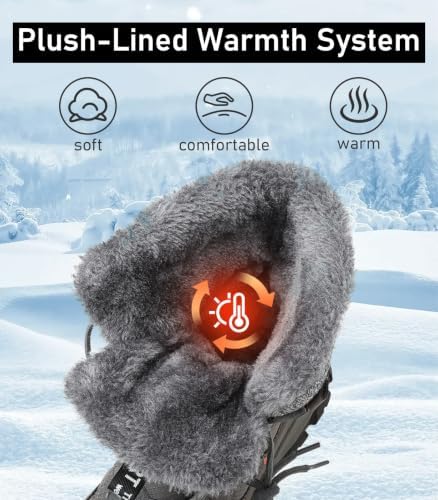 ziitop Men's Winter Snow Boots Waterproof Warm Fur Lined Insulated Boots