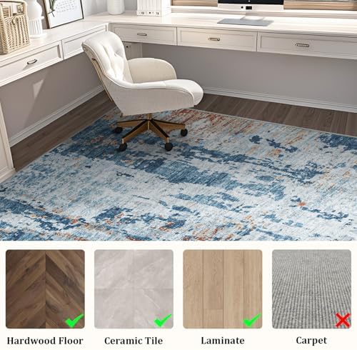 Office Chair Mat for Hardwood Floor, 48"x36" Easy Glide Computer Chair Mat Protector for Rolling Chair Under Desk Rug Nonslip Backing, Machine Wash
