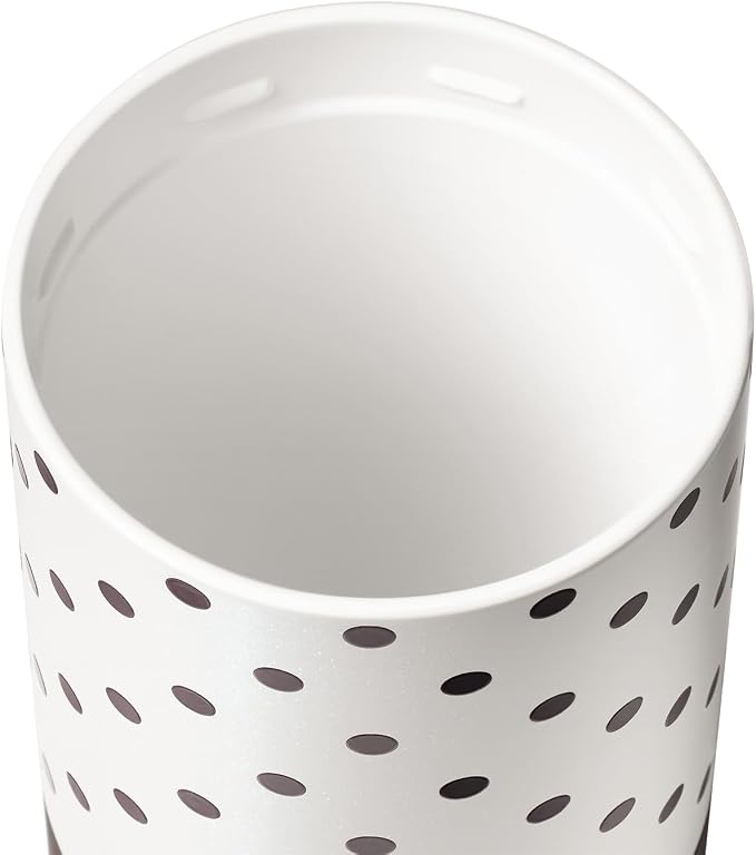 BrüMate Strova 18oz 100% Leakproof Insulated Coffee Mug | Ceramic-Lined Interior | Built-In Silicone Sleeve for Travel | Locking Flip Lid (Polka Pearl)