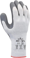 SHOWA 451 Insulated Work Gloves, Latex Coated Work Gloves with Rough Grip, Work Gloves for Winter Construction & Outdoor Work, Grey, Small, Vending 12-Pack