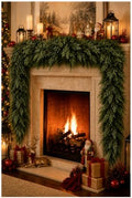 9 FT Christmas Cedar Garland, Real Touch Artificial Greenery, Mantel Decor