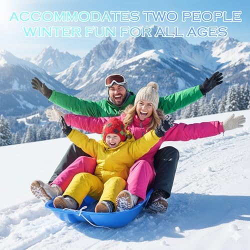 2-Person Sled for| 35" All-Season Toboggan | Reinforced Structure | High Weight Capacity | for Snow, Beach & Park