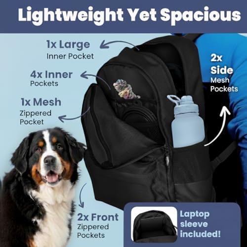 Rubyloo Mini Lint Roller Bundle Travel Size Pet Hair Remover with Retractable Cover & Dog Backpack for Supplies with Bowls Food Container for Hiking Trips Essentials