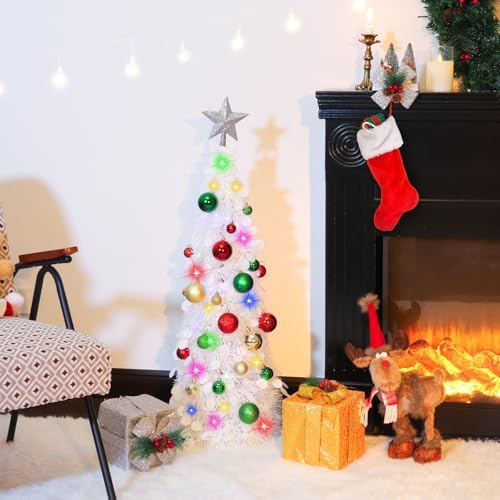 N&T NIETING Pop Up Christmas Tree with Lights & Ornaments, 3FT, White